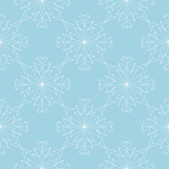 White floral seamless pattern on blue background