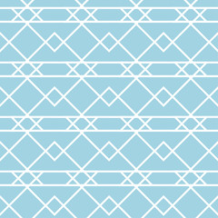 Navy blue and white geometric ornament. Seamless pattern