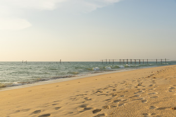 Pilai beach and footprint along the shore