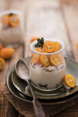 Vegan musli cheescake with cumquat