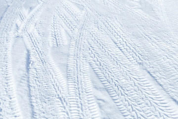 Tire tracks pattern on winter road