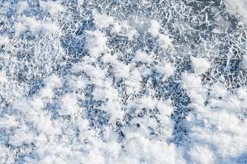 Macro photo of surface hoar, winter texture