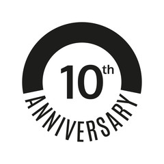 10th anniversary icon. 10 years celebrating or birthday logo. Vector illustration.