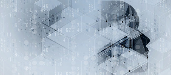 Artificial intelligence. Technology web background. Virtual concept