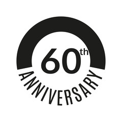 60th anniversary icon. 60 years celebrating or birthday logo. Vector illustration.
