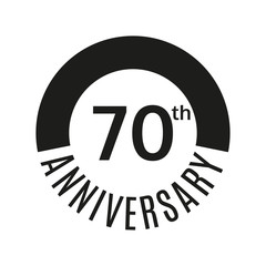 70th anniversary icon. 70 years celebrating or birthday logo. Vector illustration.