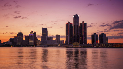 Fototapeta na wymiar Beautiful skyline of Detroit City, the view from Windsor, Ontario, Canada. 