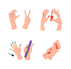 Fingers with Painted Nails Vector Illustration
