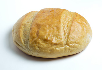White round bread isolated on a white background