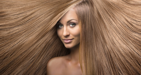 girl with beautiful blond shining hair