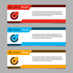 Banner design template set. Modern horizontal business background layout or header. Vector illustration.