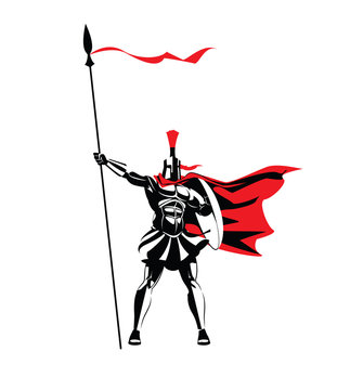 recommend clip art: Spartan warrior in a helmet, with a spear and a shield.