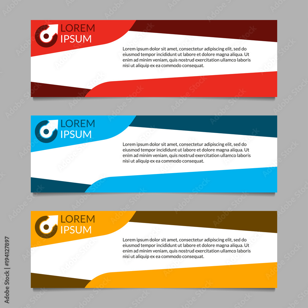 Poster banner design template set. modern horizontal business background layout or header. vector illustrat