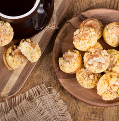 Overhead view of cinnamon cream cheese coffee cake