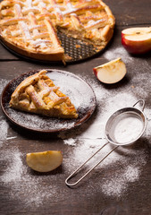 Apple  Pie on wooden table surface
