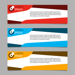 Banner design template set. Modern horizontal business background layout or header. Vector illustration.