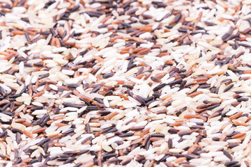 Organic rice, Mixed rice in spoon and Rice texture for background