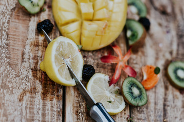 cutting board fruit