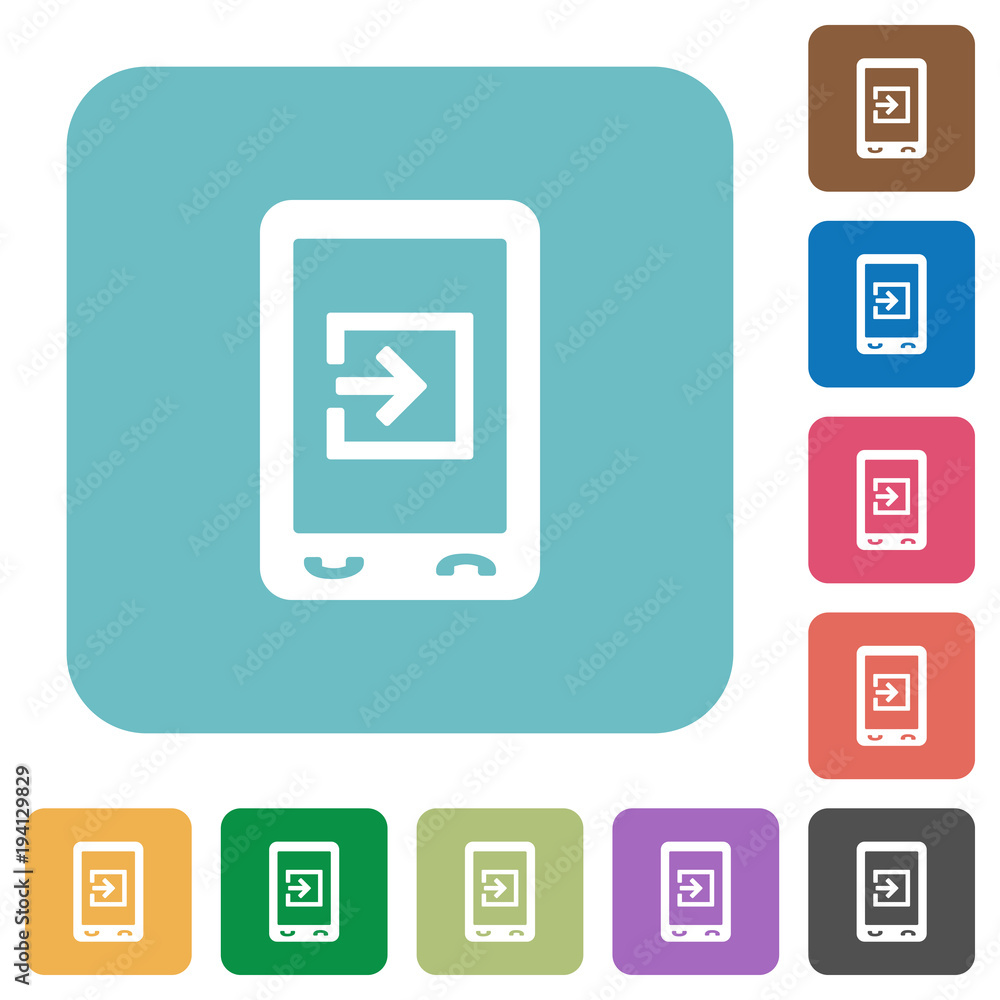 Poster mobile import data rounded square flat icons