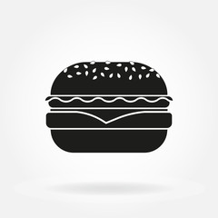 Burger icon. Hamburger and fast food symbol. Vector illustration.