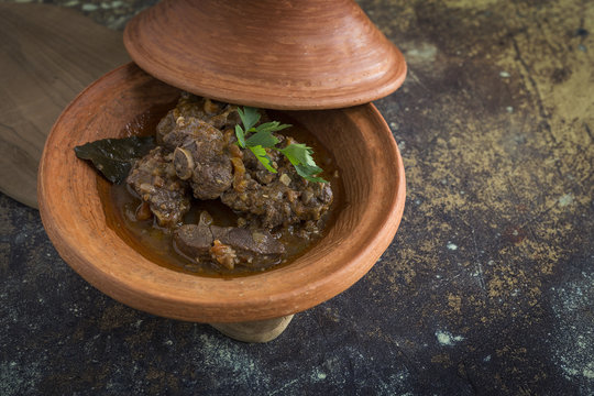 Typical moroccan lamb tajine with mint.