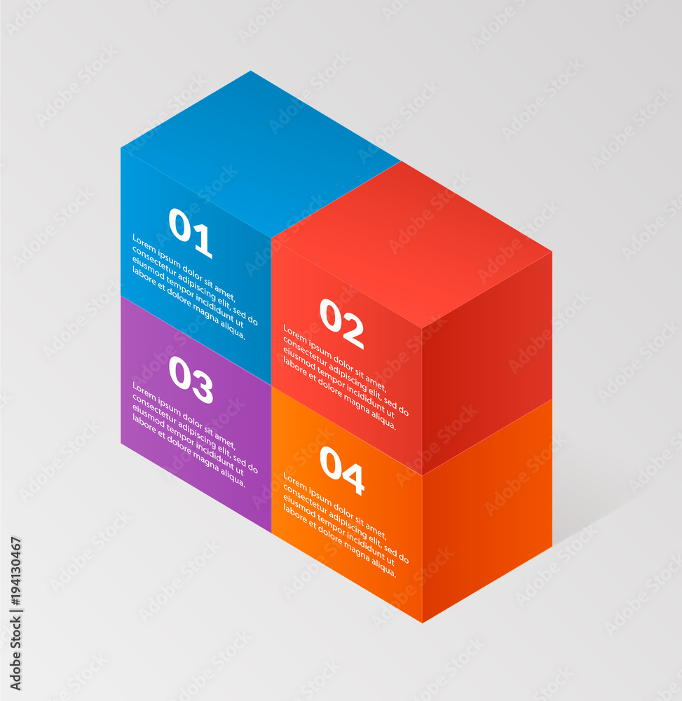 Poster modern isometric infographics blocks wall elemsnts element template. vector illustration. can be use
