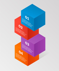 Modern isometric infographics blocks elemsnts element template. Vector illustration. can be used for workflow layout, diagram, banner, web design or presentation