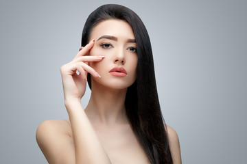 Brunette asian girl with long straight hair