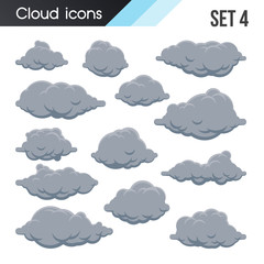 Set of cartoon clouds on a white background