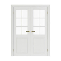 Interior doors isolated on white background. 3D rendering.