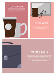 Coffee Break and Office Work Vector Illustration