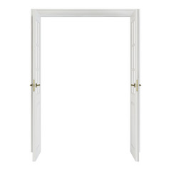 Interior doors isolated on white background. 3D rendering.