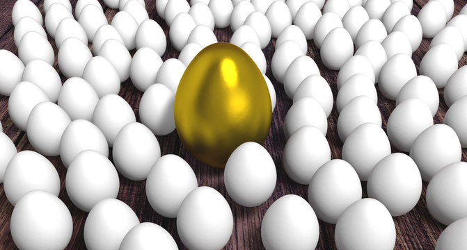 goldene osterei zwischen wei&szlig;e eier