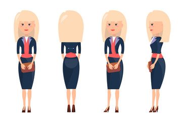 Beauty Blonde in Business Suit Vector Illustration