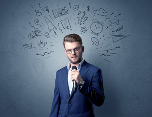 Businessman holding microphone