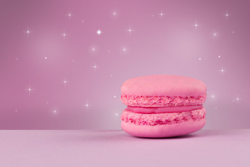 Close up of a delicious colorful baked cake with star background