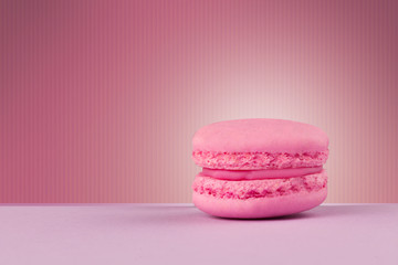 Delicious cake on colorful background with copyspace