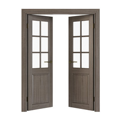 Interior doors isolated on white background. 3D rendering.