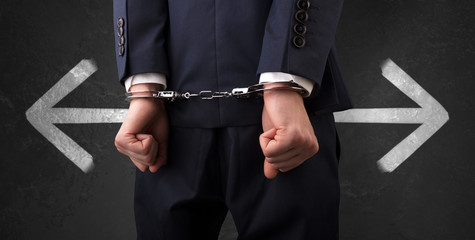 Close prisoner hand with questions around