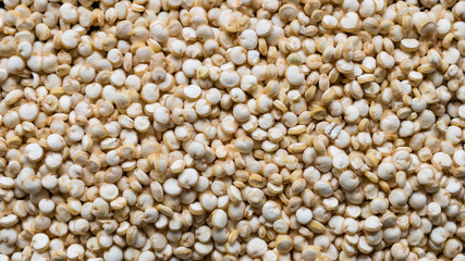 Quinoa seeds background, macro, top view