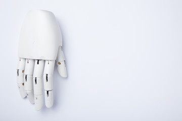 White prosthesis, empty space for text.