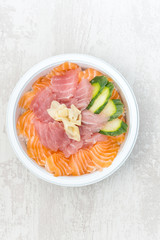 japanese food Mix Sashimi Chirashi Rice Bowl