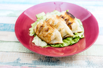 Chinese food Fried dumplings on plate