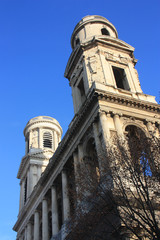 Fototapeta na wymiar Tours de l'église Saint-Sulpice à Paris, France