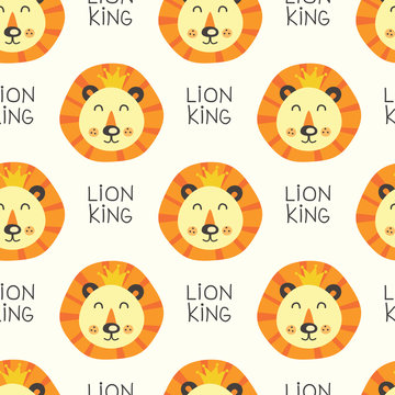 Seamless pattern with lions
