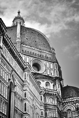 The beautiful Dome in Florence, "Santa Maria of Flower, Italy. Black and white style.