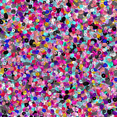 Beads background. Fashion accessory. Handmade craft. Glass beads top view. Sequins. Heap of gems. Rhinestones. Realistic illustration. 3d rendering. Jewelry making.