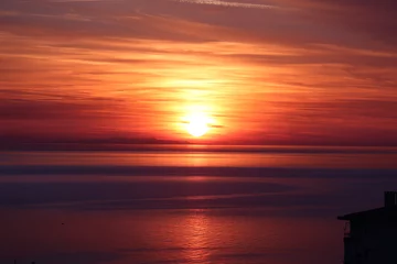 Fototapeten Bordeaux sunset, sky, sea, sun, water, ocean, sunrise, beach, cloud, nature, clouds, orange, horizon, red, landscape, dusk, evening, coast, summer, sundown, blue, reflection, sunlight, dawn, beauty  © TahaSamet