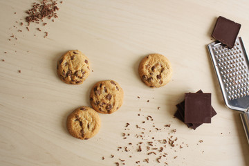 cookies with chocolate and grated chocolate