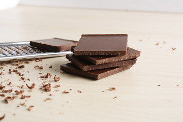 chocolate slices and grater